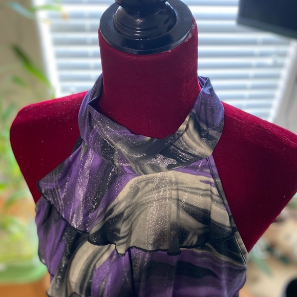 Marbled Satiny Sparkle design: Halter Tie Sparkle Tierred Ruffled Top VTG - Picture 9 of 9